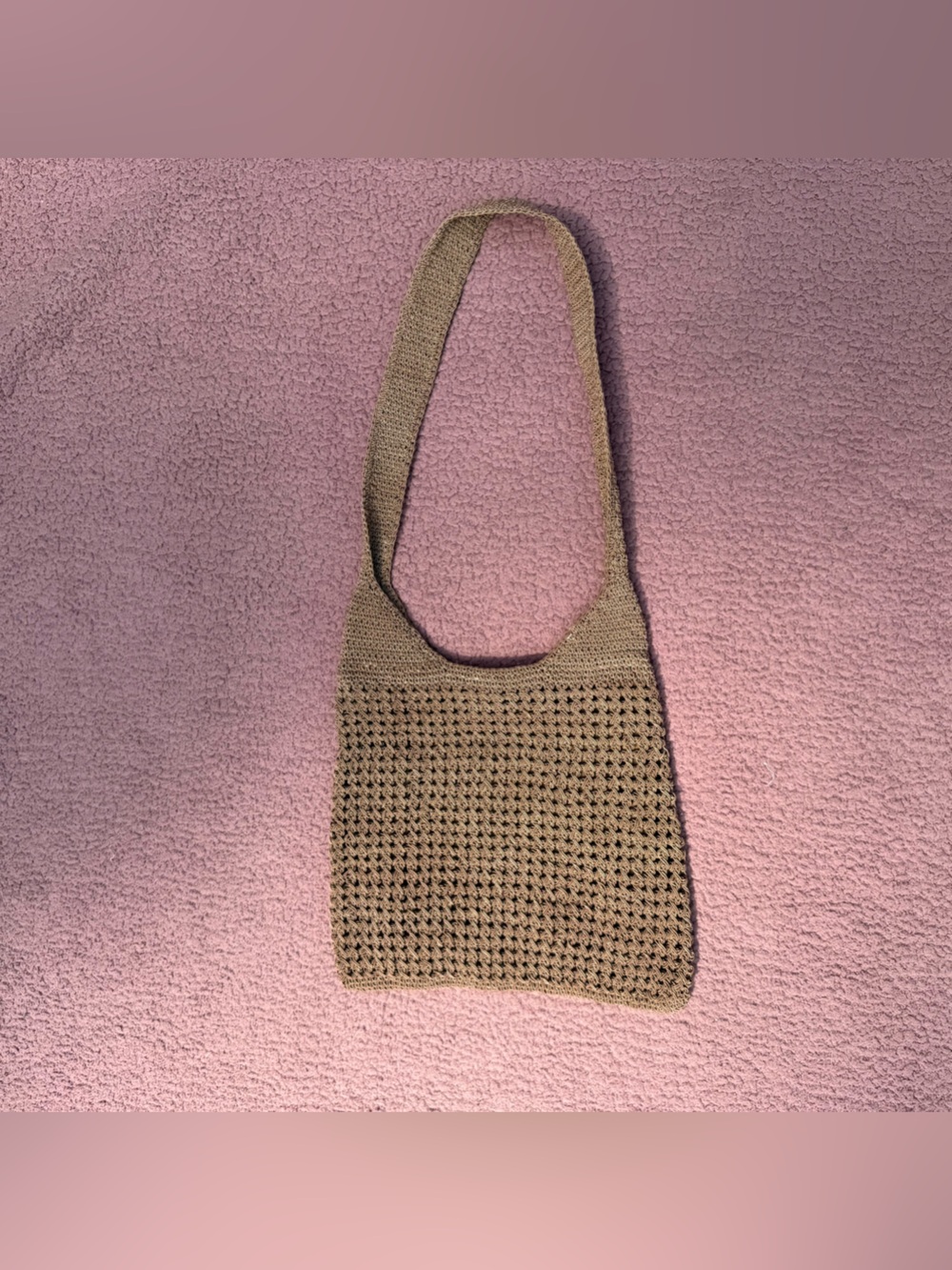 Handwoven Beige Crochet Shoulder Bag
